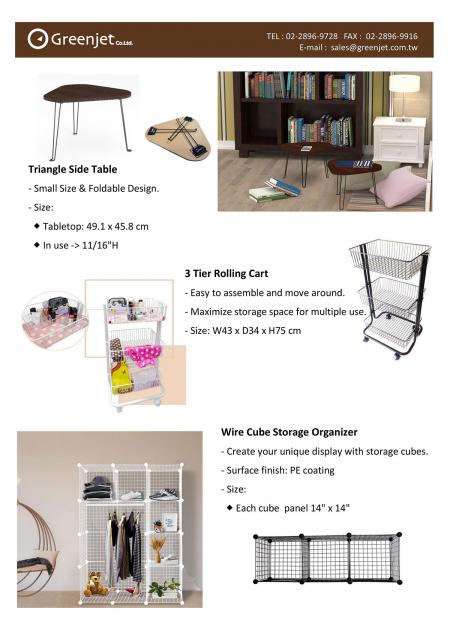E-katalog (Hjem) for Triangle Sidebord, Rullende Oppbevaringsvogn, Kuborganisator
