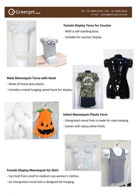 E-katalog (Butikk) for Kvinnelig Torso, Mannlig Mannekeng, Barneform