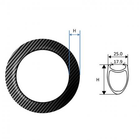 Aro de Fibra de Carbono, Clíncher de Estrada - Aro de Fibra de Carbono, Clíncher de Estrada 25 mm de largura