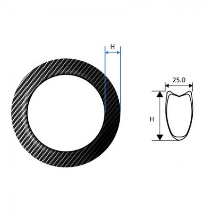 Cerchio in fibra di carbonio, tubolare stradale - Cerchio in fibra di carbonio, tubolare stradale largo 25 mm