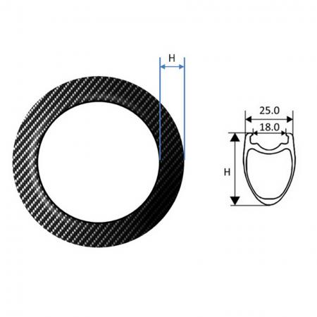 Cerchio in fibra di carbonio, strada tubuless - Cerchio in fibra di carbonio, strada tubuless largo 25 mm