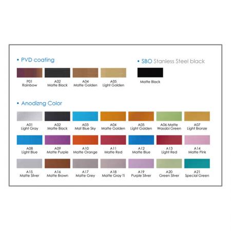 Opção de cor para pintura em pó