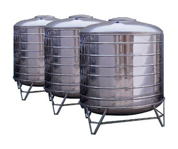 Water tower made by stainless steel strips and sheets.