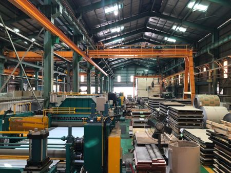 Large inventory of stainless steel sheets and plates.