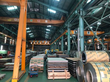 The steel coil leveling area.
