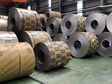 Large inventory of 304L stainless steel coils.
