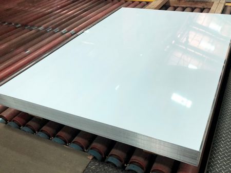 430 stainless steel sheet, with HL surface finish, PVC black and white protective film applied.