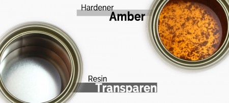 双罐包装，A罐是透明的环氧树脂，B罐是琥珀色的硬化剂，二剂需充分混合才可使用。
