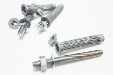 آستین مش نایلونی به قطر 15 میلیمتر برای لنگر زدن در مواد پایه توخالی (خاکستری) - آستین نایلونی پلاستیکی با یقه مرکزی برای میلههای رزوهای M8-M10