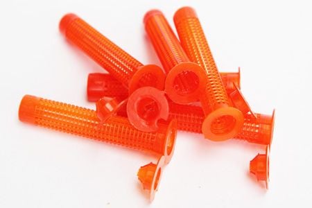 غربالهای نایلونی به قطر 15mm با یقه همراستا برای بولت چسب شیمیایی (قرمز) - مهره نگهدارنده M8-M10 با آستین فیکسینگ و یقه همراستا نایلونی یکپارچه