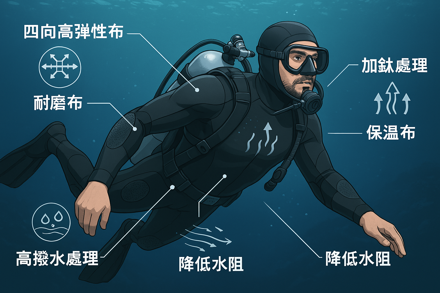 水上活動用衣著材料。