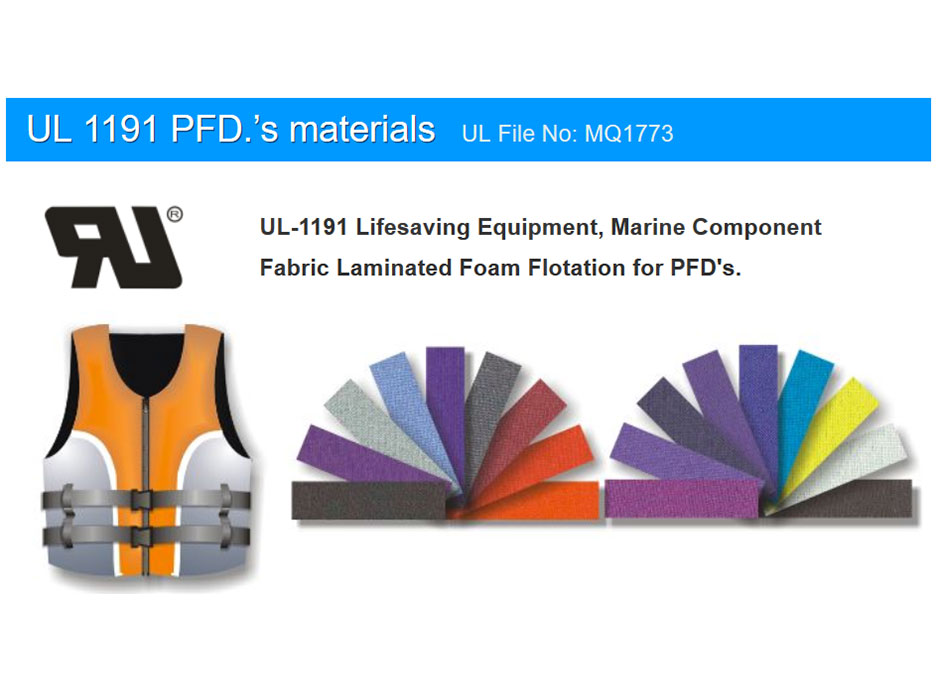 UL / ULC Approved Materials for Personal Flotation Device.