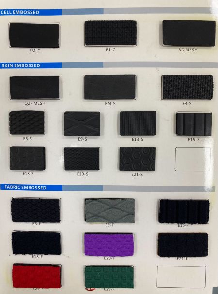 Amostra de esponja de borracha em relevo