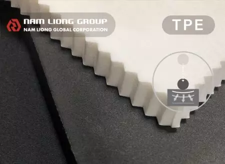Busa penyerap kejutan - Busa berbasis termoplastik elastomer (TPE) dengan teknologi penyerap kejutan.