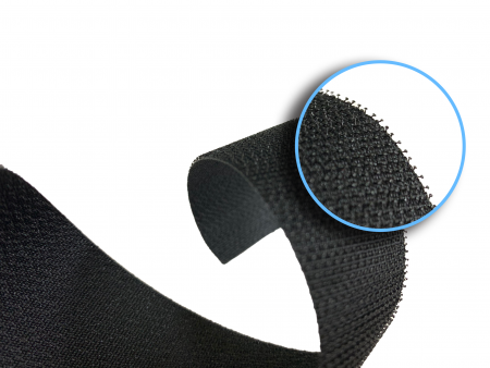 蘑菇头粘扣带,特殊钩面加工,扣合剥离强度佳。