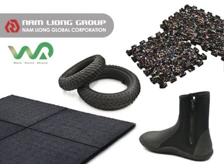 Products made of recycled rubber sponge