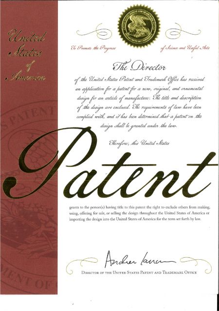 Свидетельство о патенте в США