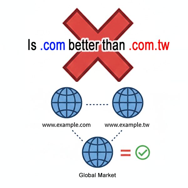 AI SEO 詐騙:使用 .com 比 .com.tw 來得好