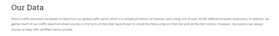 Alexa Traffice Estimates Source - Alexa排名资料的统计来源