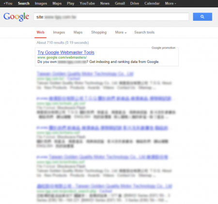 改版前Google 只有收录710 笔资料