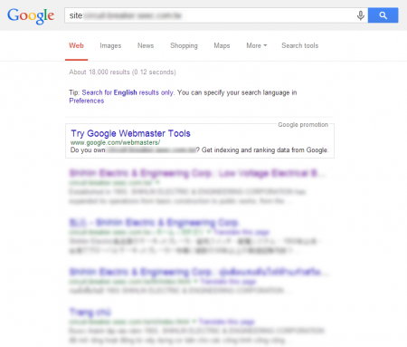 增加单一事业部门网站Google 共收录18,000 笔资料(竞争力增加↑128.43%)