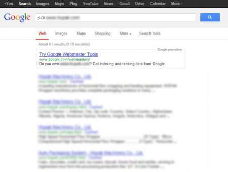 改版前 Google 只有收錄 61 筆資料