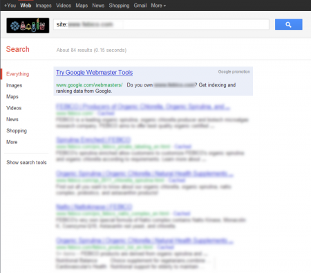 改版前 Google 只有收錄 84 筆資料