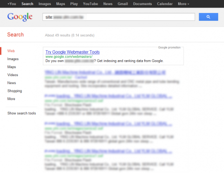改版前 Google 只有收錄 49 筆資料