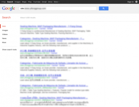 改版前Google 只有收录4,630 笔资料