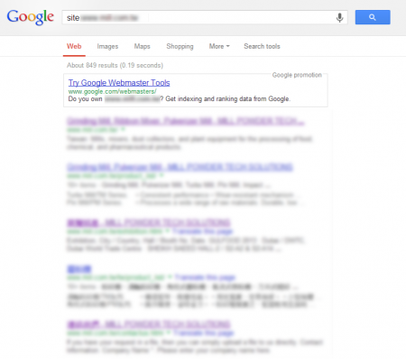 改版前Google 只有收录849 笔资料