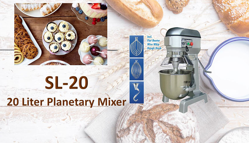 Planetary mixer is for mixing ingredients like flour, egg, vanilla, sugar.