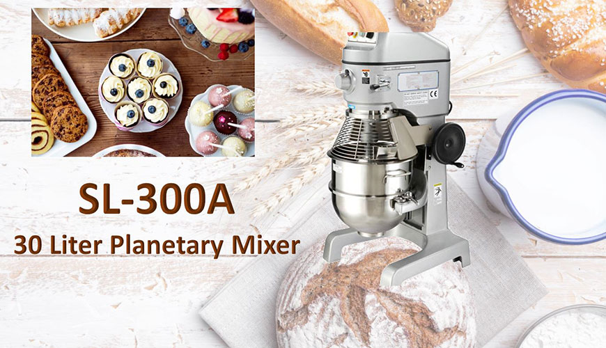Planetary mixer is for mixing ingredients like flour, egg, vanilla, sugar.