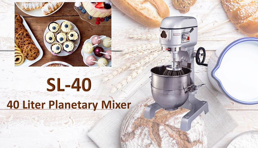Planetary mixer is for mixing ingredients like flour, egg, vanilla, sugar.