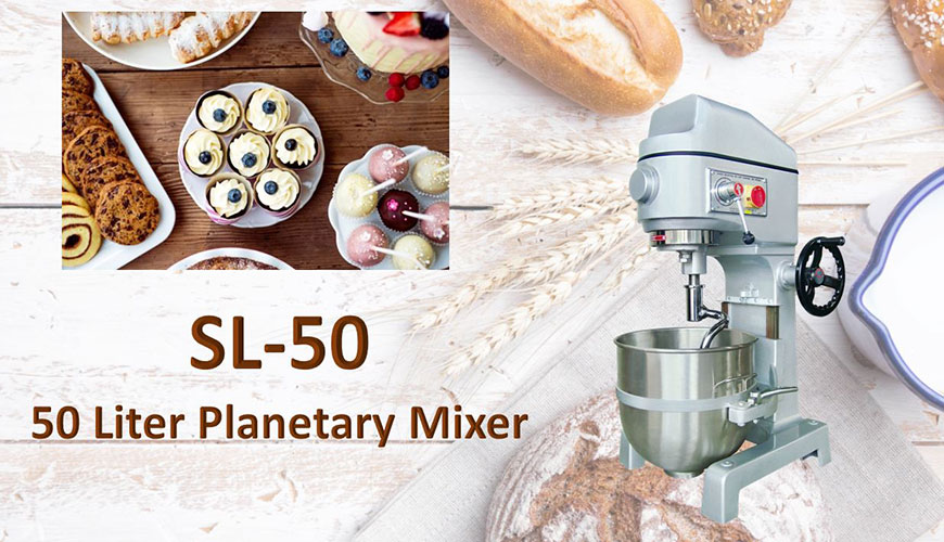 Planetary mixer is for mixing ingredients like flour, egg, vanilla, sugar.