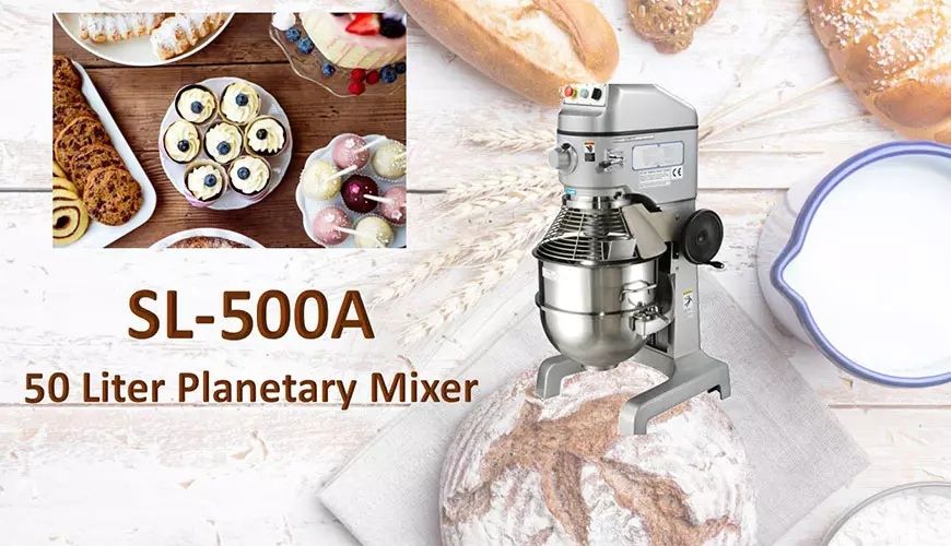 Planetary mixer is for mixing ingredients like flour, egg, vanilla, sugar.