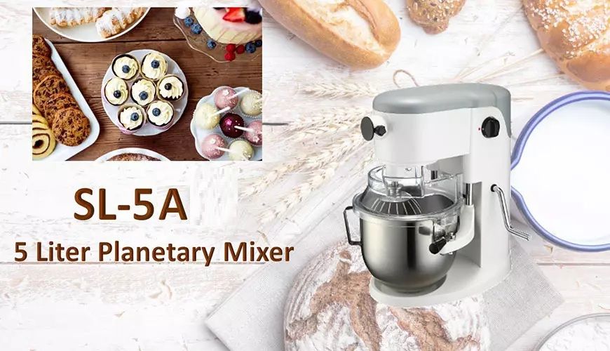 Planetary mixer is for mixing ingredients like flour, egg, vanilla, sugar.