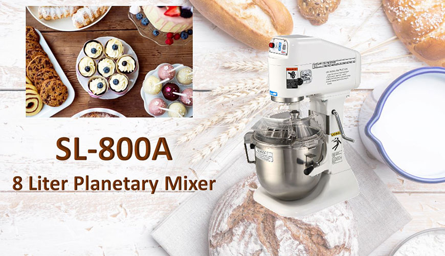 Planetary mixer is for mixing ingredients like flour, egg, vanilla, sugar.