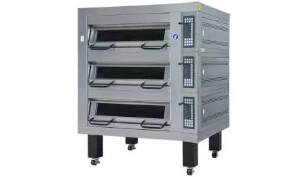 Forno elétrico de duas bandejas da série Deck - Usado para assar pães, biscoitos e bolos com controle automático de temperatura.