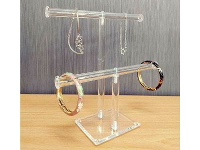T-Bar Single-Pole Necklace and Bracelet Acrylic Jewelry Stand. Overall  Measurements: 15