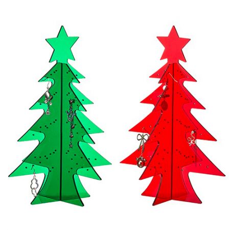 Suporte para brincos em forma de árvore de Natal em acrílico