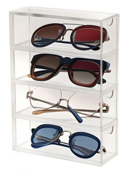 Acrylic sunglasses organizer with 4 drawers