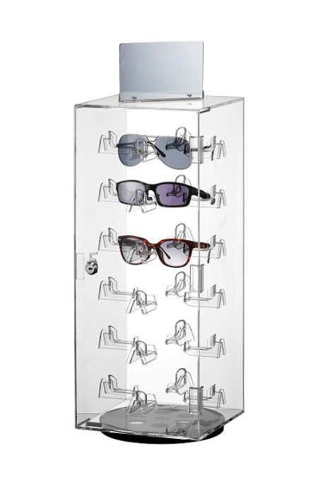 Acrylic rotating sunglasses eyewear transparent storage box, can store 24 pairs of glasses