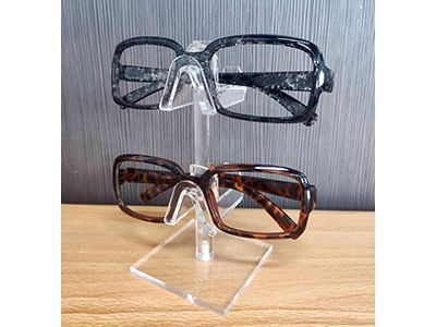 Espositore acrilico per occhiali, due ponti nasali possono contenere 2 paia di occhiali