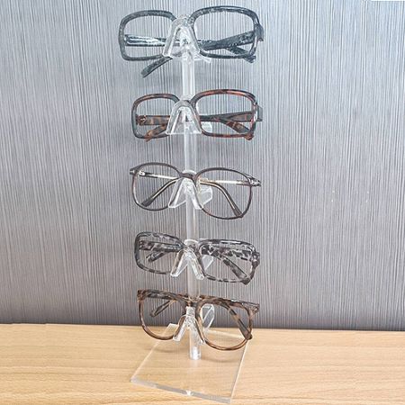 Acrylic eyewear display frame stand, can hang five pairs of glasses