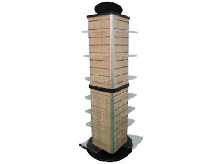 Acryl vloertype schoenenstandaard / display - Acryl en houten schoenenstandaard toren