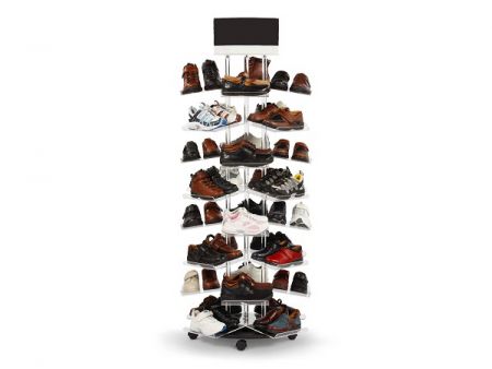 透明壓客立落地型鞋子展示架，可展示27雙鞋