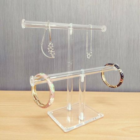 बंगले, हार, कंगन, अंगूठियों और घड़ियों के लिए एक्रिलिक 2-टियर स्टैंड