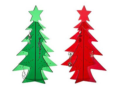 アクリル製のクリスマスツリー形状のイヤリングホルダー