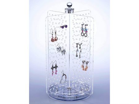 Acryl drehbarer Accessoire-Turmständer, Organizer für Armbänder, Halsketten, Ohrringe und Ringe
