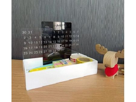 Acrylic perpetual calendar and stationery organizer